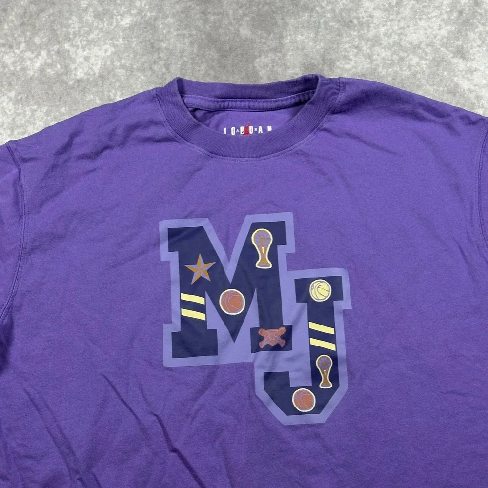 Jordan Mens MJ Championship Graphic T-Shirt M Purple Short Sleeve Boxy Fit Y2K
